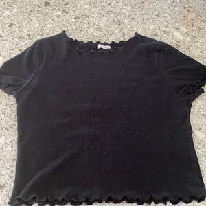 black ruffled t-shirt
